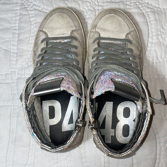 P448 Glitter Skate High Tops Side Zip Sz 37 MSRP $298 - Picture 11 of 13